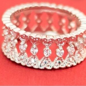 Avon Vintage Silver Rhinestone Platinum Plated Heart Ring. Rate Find